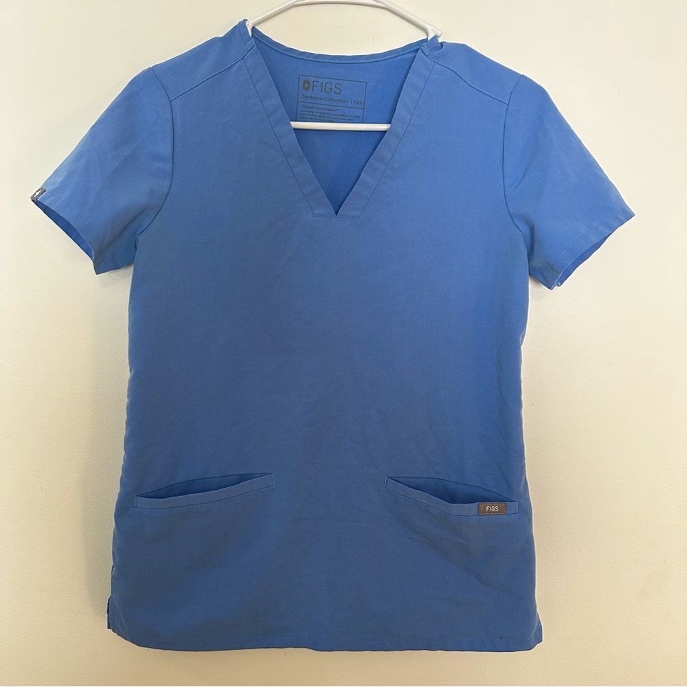 Figs Casma Three Pocket Scrub Top‎ Size XXS Blue